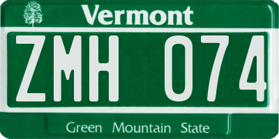 VT license plate ZMH074