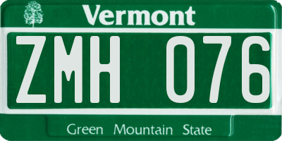 VT license plate ZMH076