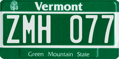 VT license plate ZMH077