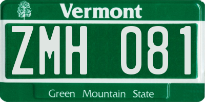 VT license plate ZMH081