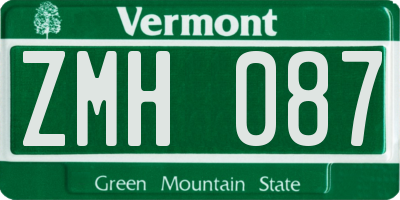 VT license plate ZMH087