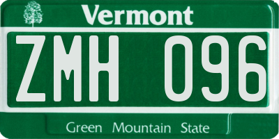 VT license plate ZMH096