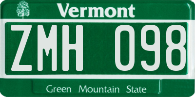 VT license plate ZMH098