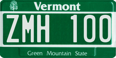 VT license plate ZMH100