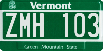 VT license plate ZMH103