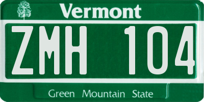 VT license plate ZMH104
