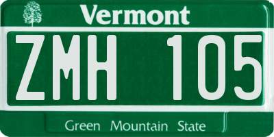 VT license plate ZMH105