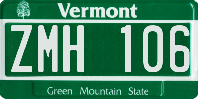 VT license plate ZMH106