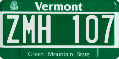 VT license plate ZMH107