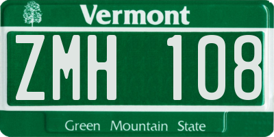 VT license plate ZMH108