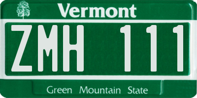 VT license plate ZMH111