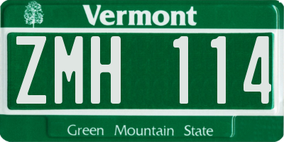 VT license plate ZMH114
