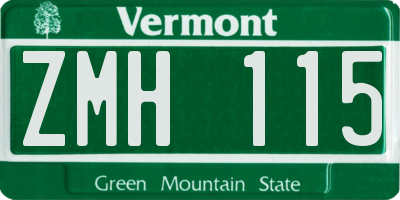 VT license plate ZMH115