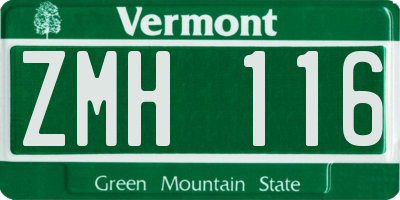 VT license plate ZMH116