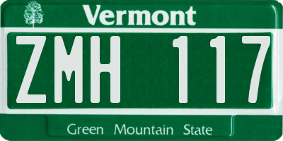 VT license plate ZMH117
