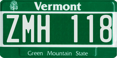 VT license plate ZMH118