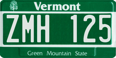 VT license plate ZMH125