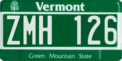 VT license plate ZMH126
