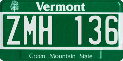VT license plate ZMH136