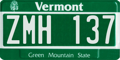 VT license plate ZMH137