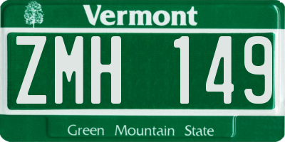 VT license plate ZMH149