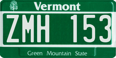VT license plate ZMH153