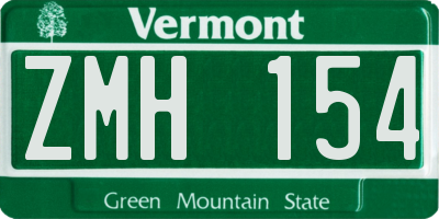 VT license plate ZMH154