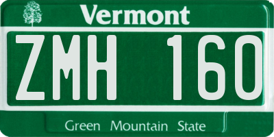 VT license plate ZMH160