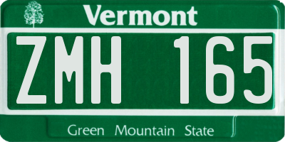 VT license plate ZMH165