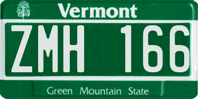 VT license plate ZMH166