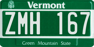 VT license plate ZMH167