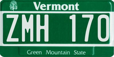 VT license plate ZMH170