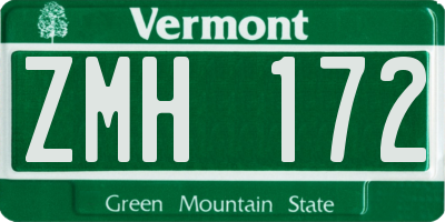 VT license plate ZMH172