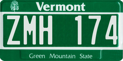 VT license plate ZMH174