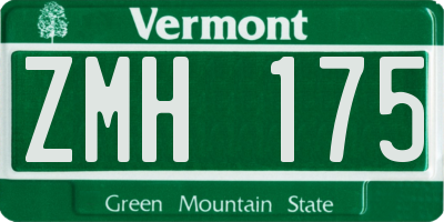 VT license plate ZMH175