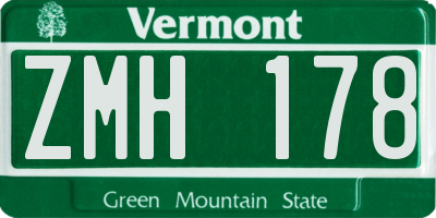 VT license plate ZMH178