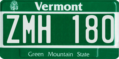 VT license plate ZMH180