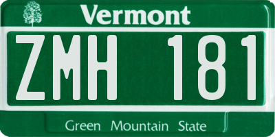 VT license plate ZMH181