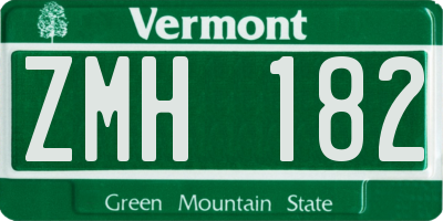 VT license plate ZMH182