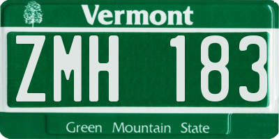 VT license plate ZMH183