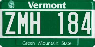 VT license plate ZMH184
