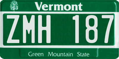 VT license plate ZMH187