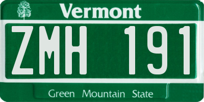 VT license plate ZMH191