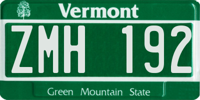 VT license plate ZMH192