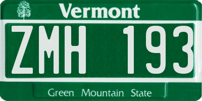 VT license plate ZMH193