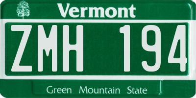 VT license plate ZMH194