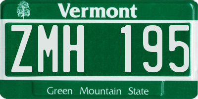 VT license plate ZMH195