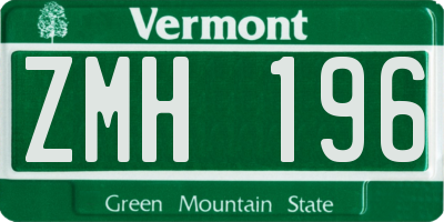 VT license plate ZMH196
