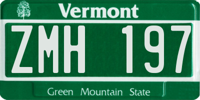 VT license plate ZMH197