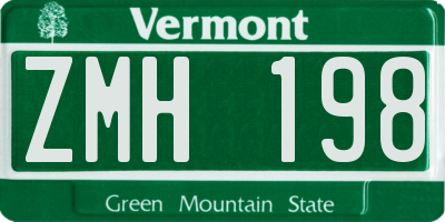 VT license plate ZMH198